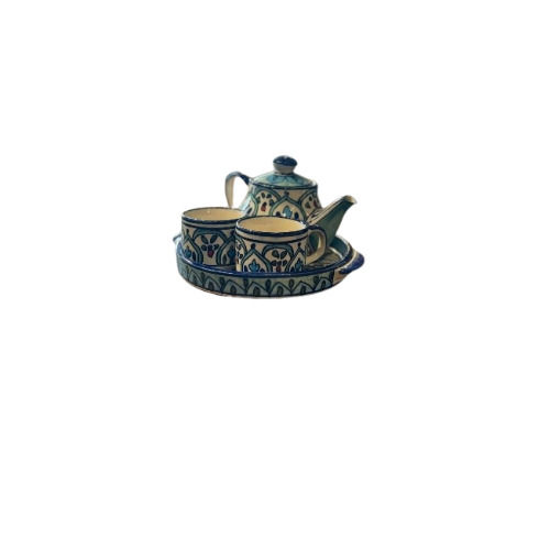 Indian Hand Painted Ceramic Tea Cup Set