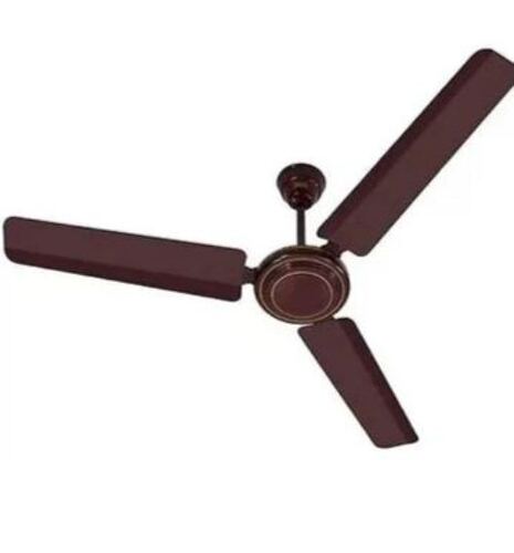 Ceiling Fan - Glossy Finish, 1200 mm Sweep Size, Brown Metal Blades, 3 Blade Design, Flush Mount Installation