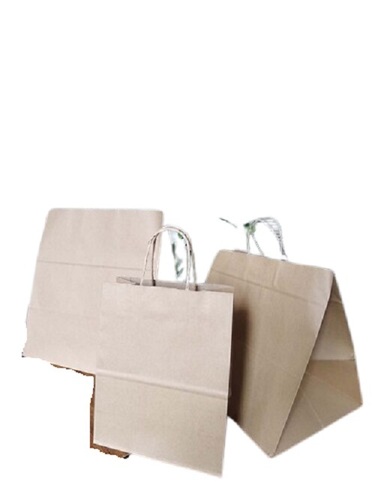 Paper Handbags - Kraft Paper, Multiple Sizes, Brown | Biodegradable, Moisture Proof, Recyclable, Hand Length Handles