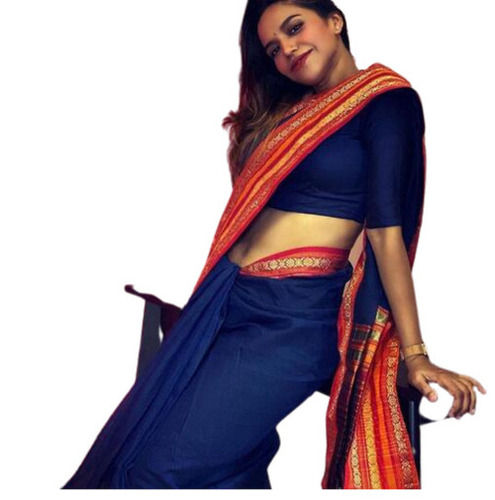 As Shown In Image Plain Linen Saree