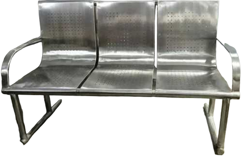 Stainless Steel 3 Seater Waiting Chair - 1500x500x900 Mm, Silver | Easy To Clean, Fine Finish