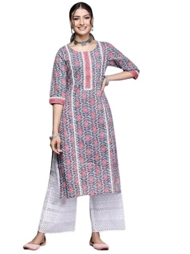 Women Long Kurti - Cotton Blend, Comfortable Fit | Wrinkle Free, Neat Stitching, No Color Fade, Ideal for Gifting, Affordable Price