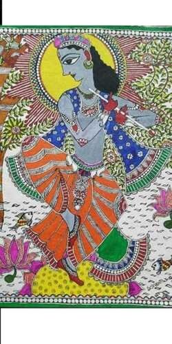 Hand Made Fabric Acrylic Color Mithila Madhubani Painting