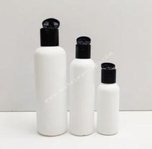 Plastic Hair Oil Bottle - HDPE Material, Round Shape, 50 ml to 200 ml Capacity | Plain White Design for Shampoo, Oils, Lotions Packaging