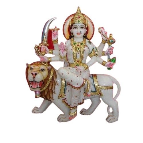 Beautifully Crafted Marble Shera Wali Statue