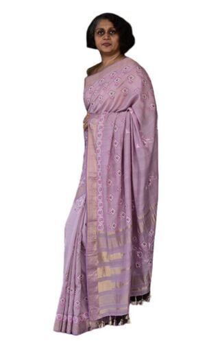 Chikan Saree - Premium Quality Hand Washable Purple Chikan Work with Blouse , Bollywood Style for Spring