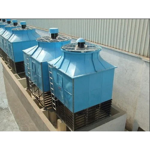 Dry Cooling Tower - Metal, Rectangular Induced Draft Design | New Three Phase, Hot Dipped Galvanized Surface, Blue Color