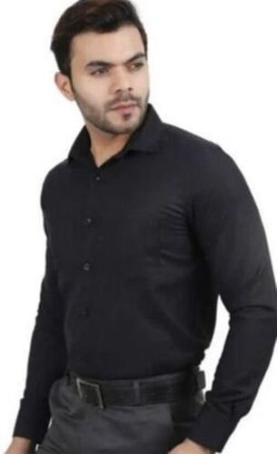 Mens Black Plain Shirts 