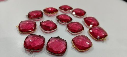 Ruby Quartz Cushion Shape 21Mm Connectors Gender: Unisex