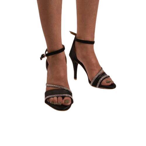 Black Pencil Heel Sandals