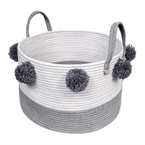 thumbnail image 2 of Cotton Rope Storage Basket With Lid, Woven Rope Blanket Storage Basket Nursery Storage Container Toys Bins Laundry Baskets For Living Room Bedroom 2 of 9