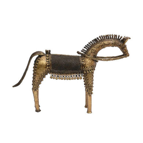 Table Mounted Polishing Finish Brass Antique Horse Sculptures for Home Decoration