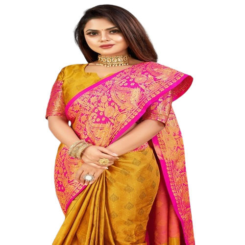 Casual Wear Shrink Resistant Breathable Printed Traditional Ladies Jacquard Saree