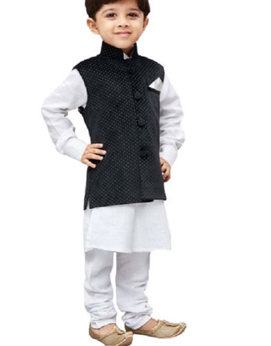 Casual Wear Breathable Sleeveless Regular Fit Printed Kids Nehru Jacket