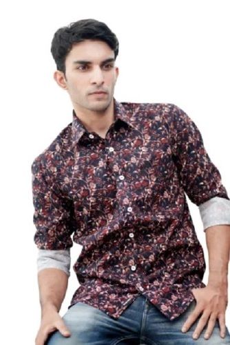 Full Sleeves Men Party Wear Printed Cotton Shirt