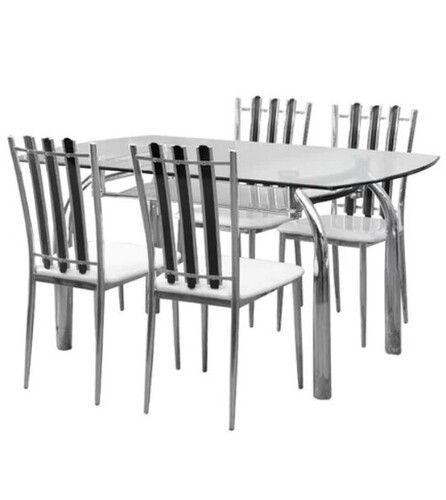 4 Seater Stainless Steel Dining Table With Chairs