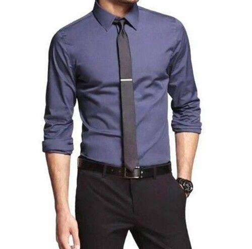 Full Sleeves Plain Pattern Pure Cotton Mens Formal Shirt