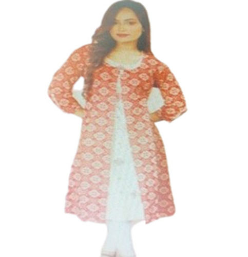 Casual Wear Regular Fit 3/4th Sleeves Printed Breathable Readymade Anarkali Suits for Ladies