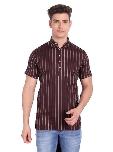 Casual Wear Regular Fit Half Sleeve Breathable Cotton Mens Striped Shirts