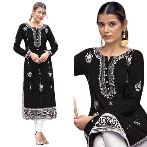 Printed Ladies Designer Black Kurti