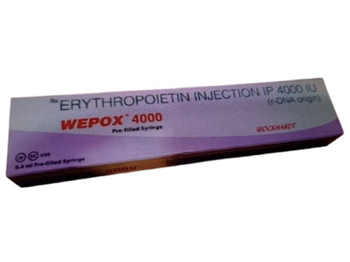 100 Percent Purity Medicine Grade Pharmaceutical Erythropoietinn Injection IP 4000 IU