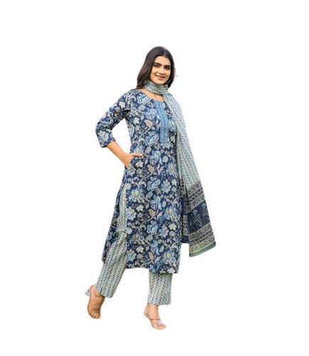 Full Sleeves Floral Jaal Print Cotton Suit Set