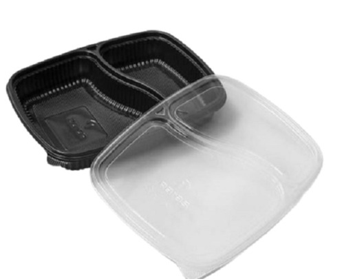 Plastic 2 Compartment Black Mini Platter With Lid