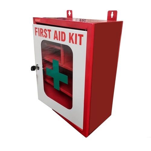 Red and White High Grade Metal First Aid Box