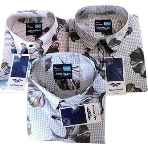 Casual Wear Regular Fit Full Sleeve Readymade Breathable Cotton Mens Printed Shirts