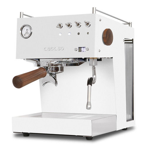 Ascaso Steel Uno PID Matt White Dark Walnut Wood Trim Espresso Machine