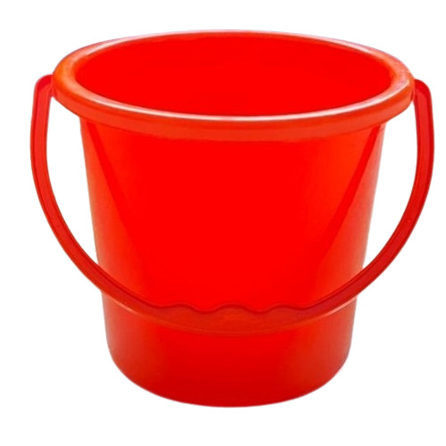 Plastic Buckets - Durable Red Plastic, Standard Size, Round Shape - Fine Finished, Very Good Quality, Plain Pattern