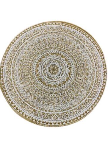 White Printing Circle Jute Rug