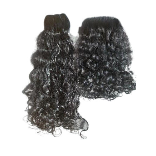 Black Color Indian Curly Bundle and Closure Hair