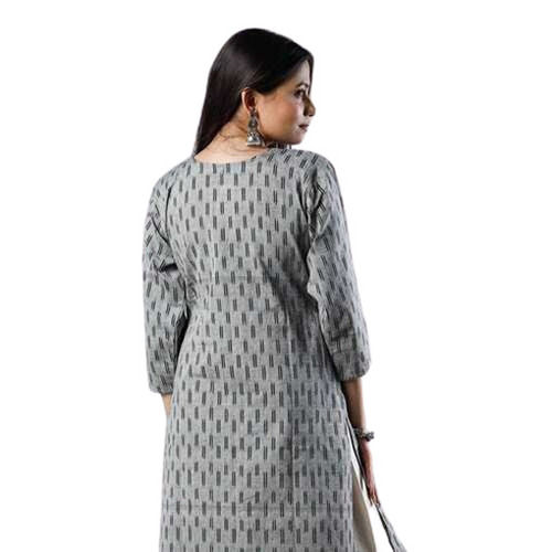 Casual Wear Regular Fit 3/4th Sleeve Round Neck Breathable Readymade Ladies Kurtis