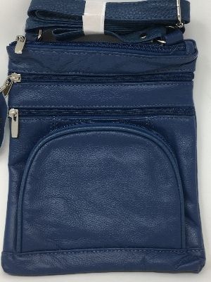 Leather Shoulder Sling Bag with Zipper Closure