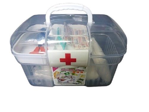 Transparent Plastic First Aid Kit Box with Handle