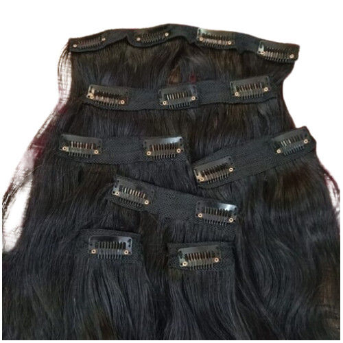 Black Color Wavy Clip In Hair