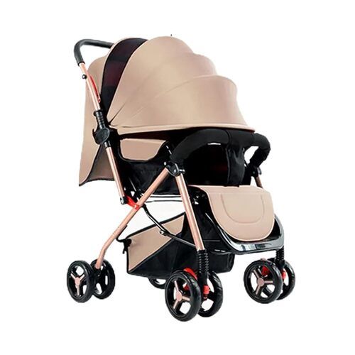 Stroller with XL Canopy and Swivel Wheel Pink and Brown