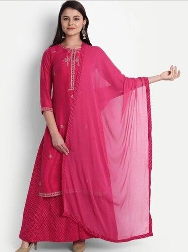 Indian Highly Breathable And Comfortable Beautiful Designed Plain Red Color Ladies  Suits at Best Price in Nashik