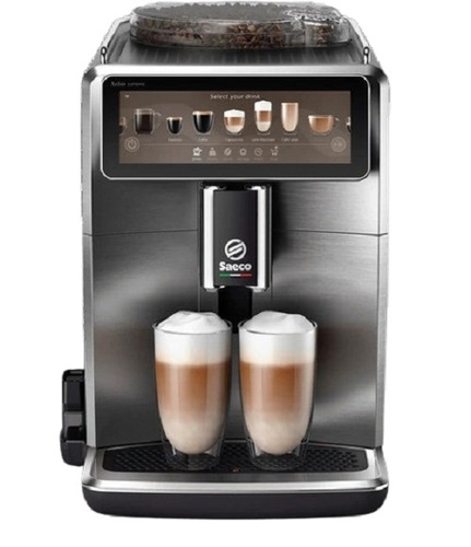 Saeco Xelsis Superma Automatic Coffee Machine - Stainless Steel, 28.7 x 48.7 x 39.6 cm, Matte Black | 22 Classic Beverages, 12 Seasonal Varieties, AI Smart Assistant, 7.84" Touchscreen Display, HygieSteam Technology