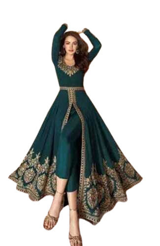 Party Wear Regular Fit Long Sleeves Breathable Readymade Designer Anarkali Suits for Ladies