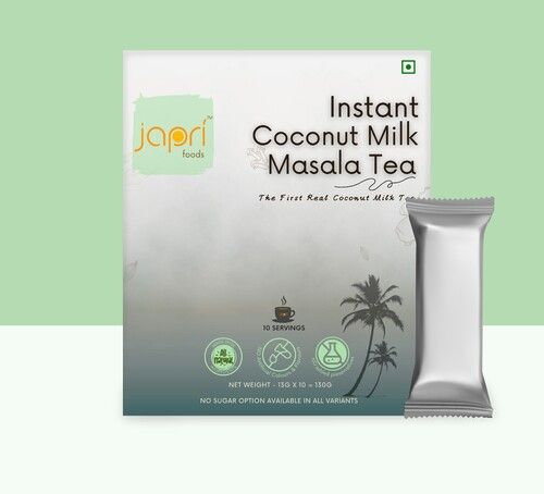 Japri instant coconut milk masala tea premix | Plant based tea | Lactose free | Dairy alternative | Non-dairy tea | Masala tea | Instant tea premix 13g x 10 sachets (130g) | pack of 1
