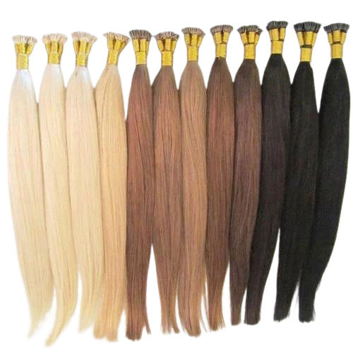 Shiny Silky 100 Percent Natural Black Human Pre Bonded Hair Extension for Ladies