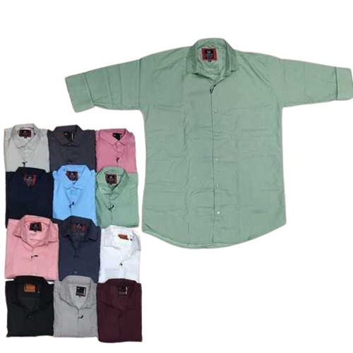 Casual Wear Regular Fit Full Sleeve Readymade Breathable Cotton Mens Plain Shirts