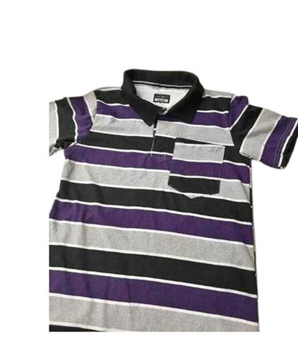 Casual Wear Readymade Regular Fit Short Sleeve Polo Neck Striped Mens T-Shirts