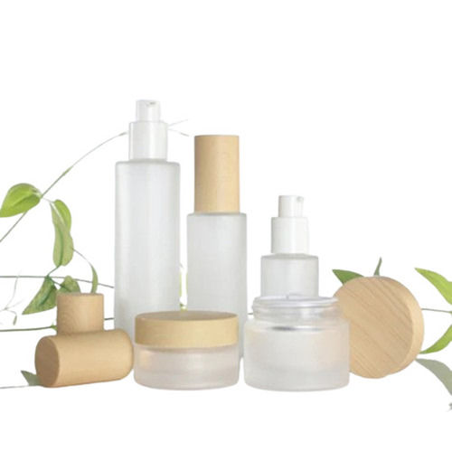 Solid Structure Round Shape Plain Transparent Glass Empty Cosmetic Bottles with Screw Cap