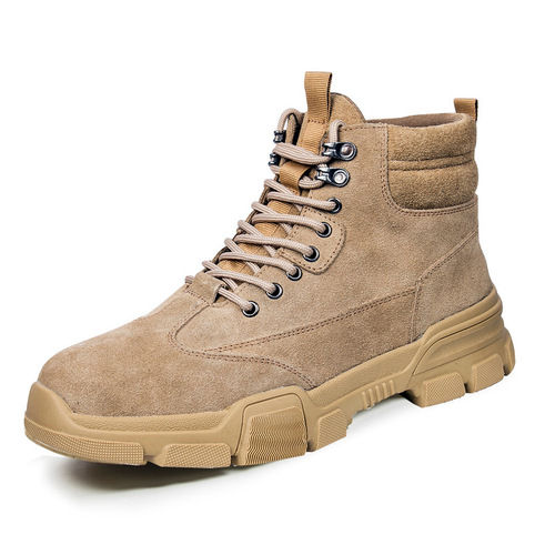 Wear-resistant brown kevlar steel toe work boots