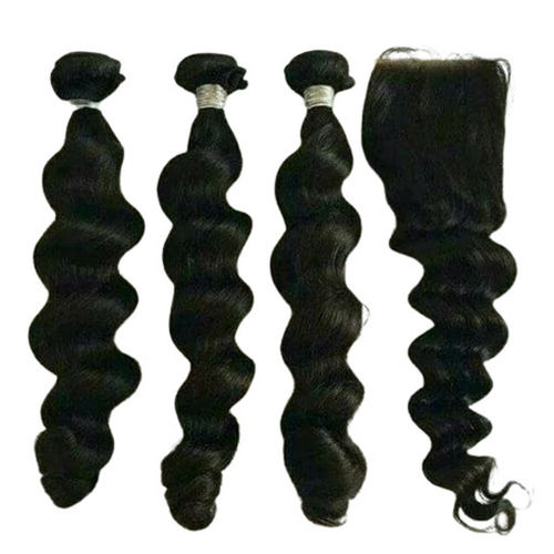 Shiny Silky 100 Percent Natural Black Body Wave Human Hair Extension for Ladies