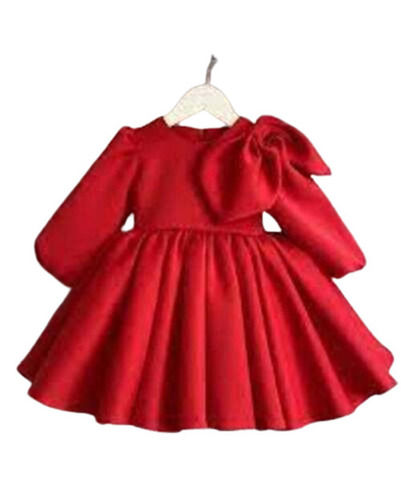 Casual Wear Regular Fit Round Neck Long Sleeves Breathable Readymade Girls Frocks