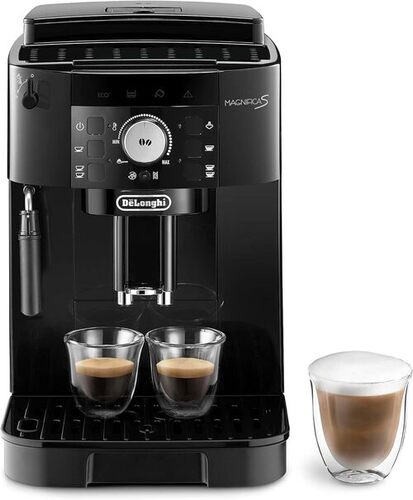 Delonghi Magnifica S ECAM11 112 B - Stainless Steel, Black Glossy Body | Twin-Shot System, Customizable Aroma, LCD Display, Manual Adjustable Milk Frother